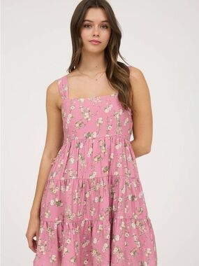 NWT Blu Pepper Pink Floral Tiered Sundress
